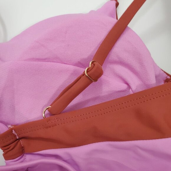 No Boundaries Junior's Pink Rust Twist Front Adjustable Strap Lace Back Bikini L - Picture 4 of 6